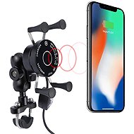 YSHOP Aluminum phone holder with wireless charging and USB - Motorbike Phone Mount