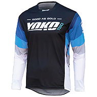 YOKO Motocross jersey TWO, black/white/blue, size 4.5 mm. S - Motocross Jersey
