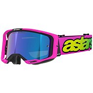 ALPINESTARS Vision 8 Vista 2026 goggles, pink fluo/yellow fluo/green, mirrored blue plexi - Motorcycle Glasses