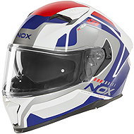 NOX Helmet N402 MENTOR 2026, white, blue, red, size 4.5 mm, w/o helmet. M - Motorbike Helmet
