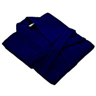 Möve Lightweight cotton bathrobe with waffle pattern, PIQUÉE, dark blue, S - Bathrobe
