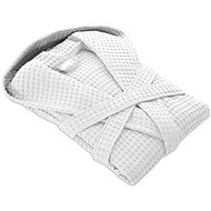 Möve Cotton PIQUÉE hooded robe with waffle pattern, white, M - Bathrobe
