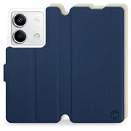 Mobiwear Soft Touch flip pro Xiaomi Redmi Note 13 5G - Modré & Béžové - Phone Case