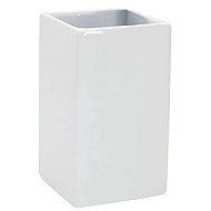 Spirella Cup for toothbrushes QUADRO, porcelain, white - Toothbrush Holder Cup