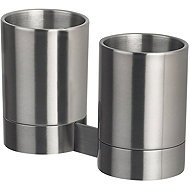 Spirella 2 wall-mounted toothbrush cups NYO, brushed stainless steel - Toothbrush Holder Cup