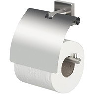 Spirella Wall mounted toilet paper holder NYO with cover, brushed stainless steel, 14 cm - Toilet Paper Holder