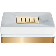 Spirella Soap dish ROMA, gold base, white porcelain - Soap Dish
