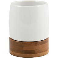 Spirella Toothbrush cup TALLINN, ceramic, wood, white - Toothbrush Holder