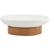 Spirella Soap dish TALLINN, ceramic, bamboo, white - Soap Dish