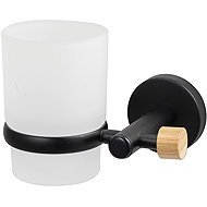 Spirella Wall cup for toothbrushes IANA, bamboo, steel, mat black - Toothbrush Holder