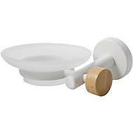 Spirella Wall Soap Dispenser IANA, steel, bamboo, white - Soap Dish