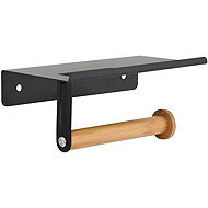 Spirella Toilet paper holder TAREK, steel, bamboo, black - Toilet Paper Holder