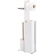Spirella Toilet paper holder YONI, with brush, tray and phone holder, white - Free Standing Toilet Roll Holder
