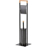 Spirella Toilet paper holder with toilet brush CHIC, steel, bamboo, black - Free Standing Toilet Roll Holder