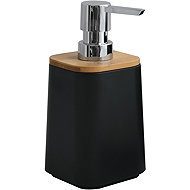 Spirella Soap dispenser KAMLA, plastic, bamboo, matt, black - Soap Dispenser