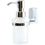 Spirella Wall mounted soap dispenser TAKU, white, glass, 200 ml, chrome plated, bright steel - Soap Dispenser