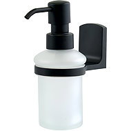 Spirella Wall mounted soap dispenser TAKU, glass, steel, 200 ml, matt black-white - Soap Dispenser
