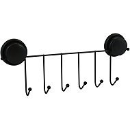 MSV Suction-cup coat hook with 6 hooks – Mega Ventouses, black, 38 cm - Towel Rack