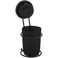 MSV plastic cup for toothbrushes with suction cup MEGA VENTOUSES, black - Toothbrush Holder Cup