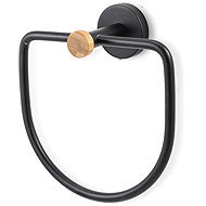 MSV Wall mounted semicircular towel rail IANA, black, steel, bamboo - Towel Rack