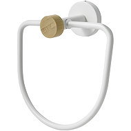 MSV Wall mounted semicircular towel holder IANA, white, steel, bamboo - Towel Rack