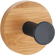 MSV Self-adhesive hook YONO, black, bamboo, steel, 48 × 36 mm - Hooks