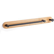 MSV Wall mounted towel rail YONO, black, steel, bamboo - Towel Rack