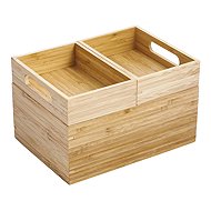 MSV stackable organiser ISALYS, bamboo, 3 compartments - Makeup Organiser