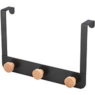 MSV Door hanger with 3 hooks NAYA, mat black, bamboo, steel, 45 mm - Coat Hanger