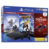 PlayStation 4 Slim 500GB + 3 Games (Spiderman, Horizon Zero Dawn, Ratchet and Clank) - Game Console