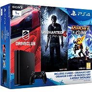 Playstation 4 - 1 TB Slim + 3 Spiele (Uncharted 4, Driveclub, Ratchet und Clank) - Spielekonsole