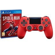 Sony PS4 Dualshock 4 V2 - Magma Red + Marvels Spider-Man - Gamepad