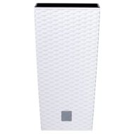 PROSPERPLAST Pot holder RATO SQUARE 20 x 20 x 37.6 cm, 5/11, volume 4 l, white - Decorative Planter