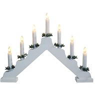 Candlestick Christmas Elec. 7 Candles, Pyramid, Wood, white, Mains - Electric Christmas Candlestick