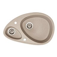 Metalac oval beige sink with tray X Granite Elipse 780 × 500 mm - Granite Sink