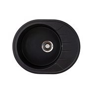 Metalac oválný černý dřez s odkapem X Granit Venera M, 620 × 500 mm - Granite Sink