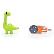 MTM set 2 odznaků Dinosarus & meteorit - evoluce - Brooch