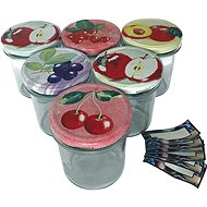 IGOTREND Zavařovací sklenice TWIST, objem 346 ml + víčko, průměr 82 mm + etikety/ovoce, balení 6 ks - Canning Jar