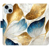 iSaprio GoldBlue Leaves pro iPhone 15 - Phone Cover