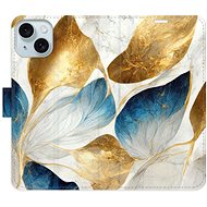 iSaprio GoldBlue Leaves pro iPhone 15 Plus - Phone Cover