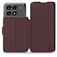 Mobiwear Soft Touch flip book for Xiaomi Poco X6 Pro 5G - Burgundy & Black - Phone Case