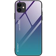 Gradient Glass plastový kryt na iPhone 12 Pro Max, zelený / fialový - Phone Cover