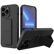 Kickstand silicone cover for iPhone 13 mini, black - Phone Cover