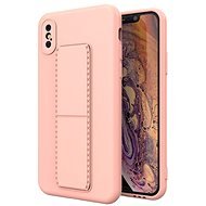 Kickstand silikónový kryt na iPhone X/XS, ružový - Kryt na mobil