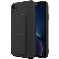 Kickstand silikonový kryt na iPhone XR, černý - Phone Cover