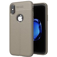 Litchi Pattern gumové pouzdro na iPhone X/XS, šedé - Phone Case