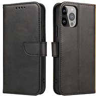Magnet knížkové kožené pouzdro na iPhone 14 Pro, černé - Phone Case