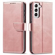 Magnet knížkové kožené pouzdro na Samsung Galaxy S22 Plus, růžový - Phone Case
