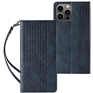Magnet Strap book leather case for iPhone 12 Pro, blue - Phone Case