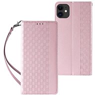 Magnet Strap book leather case for iPhone 12, pink - Phone Case